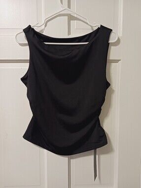 S. Deer Ruched Tank Top , Black Womens Size Large NWT